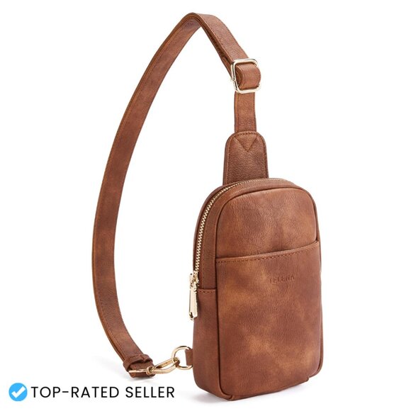 Handbags - Faux Leather Crossbody Sling Bag Adjustable Strap Chic Minimal Travel Purse